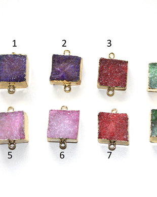 Agata druzy cu margini electroplacate aur. Conector. Link