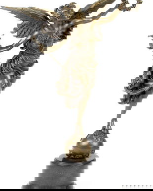 VICTORIA - STATUETA DIN BRONZ PE SOCLU DIN MARMURA