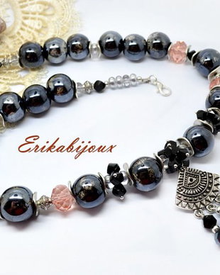 Colier black & peach