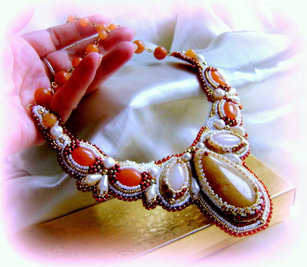 African Sunset -pietre semipretioase intr-un colier statement luxos, unicat