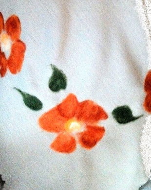 Sal din tricot cu flori impaslite