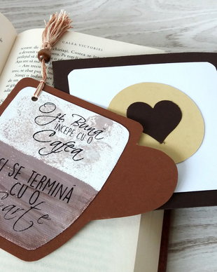 semn de carte pictat panza personalizat coffee