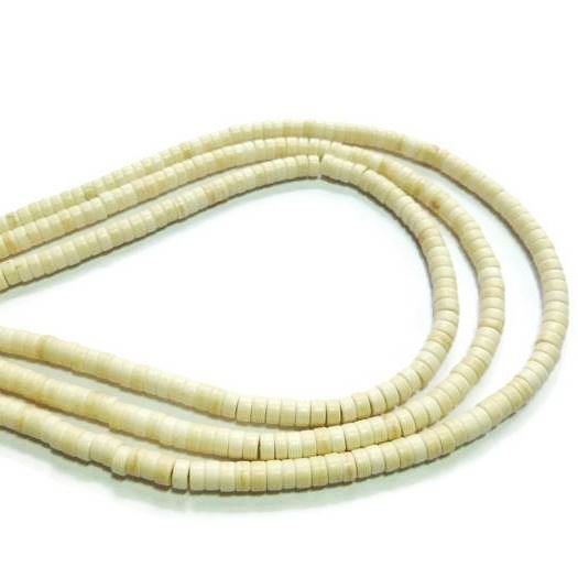 Rondele heishi ivory turcoaz sinteza 4x2mm (10 buc) GSLAK 381
