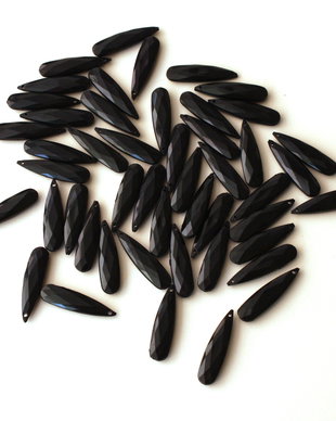 Margele acrilice negre, lacrima, negre