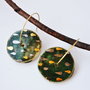 cercei din portelan, glazura verde, insertii din aur si platina lichida si tortite gold filled - FALL