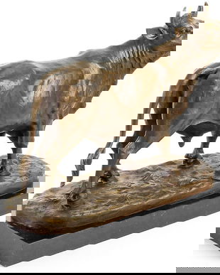 TAUR - STATUETA DIN BRONZ PE SOCLU DIN MARMURA