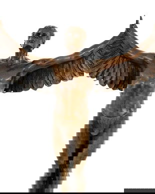 ZBURATORUL- STATUETA DIN BRONZ PE SOCLU DIN MARMURA