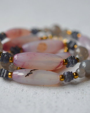 Colier din agate, tanzanit si hematit