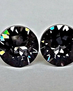 Cercei argint 925 cu piatra Swarovski Chaton 8mm Graphite