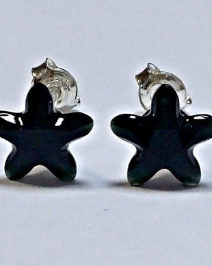 Cercei argint 925 cu piatra Swarovski Fancy Mistic Star 8mm Jet