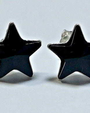 Cercei argint cu piatra Swarovski Stea 10mm Jet