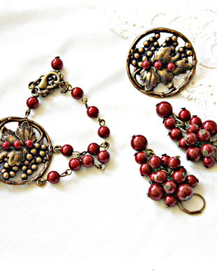Cercei Ciorchine de perle bordo