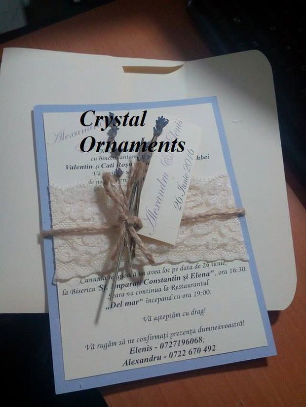 Invitatie nunta handmade cu levantica