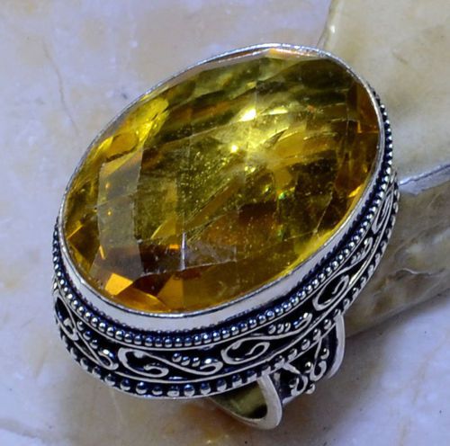 Inel cuart citrine fatetat