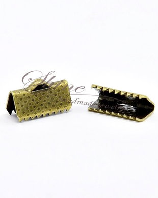 Capat de panglica/snur bronz, 13x7x5mm