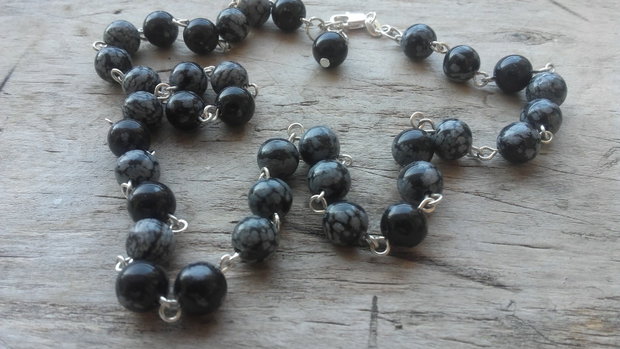 Set obsidian cu inchizatori din argint 925 - REZERVAT