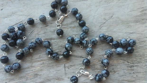 Set obsidian cu inchizatori din argint 925 - REZERVAT