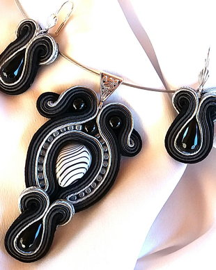Set soutache onix și sidef