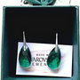Cercei argint 925 cu piatra Swarovski Pear 16mm Emerald