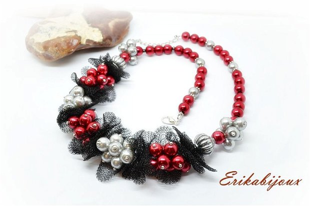 Colier- Red &Black - perle