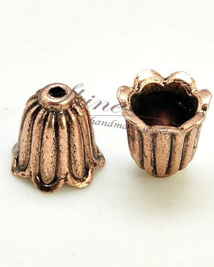 Capac floare cupru antic, 10x10mm