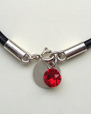 Bratara argint cu snur piele, charm swarovski și bănuț de argint