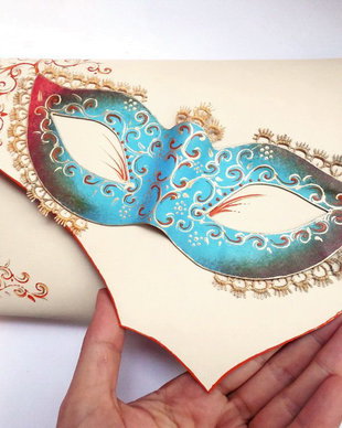 poseta plic handmade unicat din piele - Rainbow Mask
