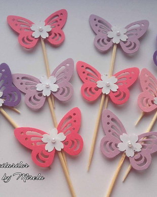 Toppers -Fluturi dantelati cu floricica