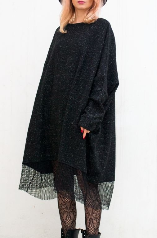 Rochie pulover oversized cu plasa