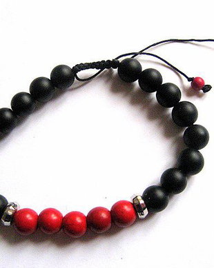 bratara unisex onix si howlite rosu  30172