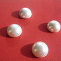 Cabochon sau margica semi-gaurita perla alba tip Mallorca aprox 20x10 mm