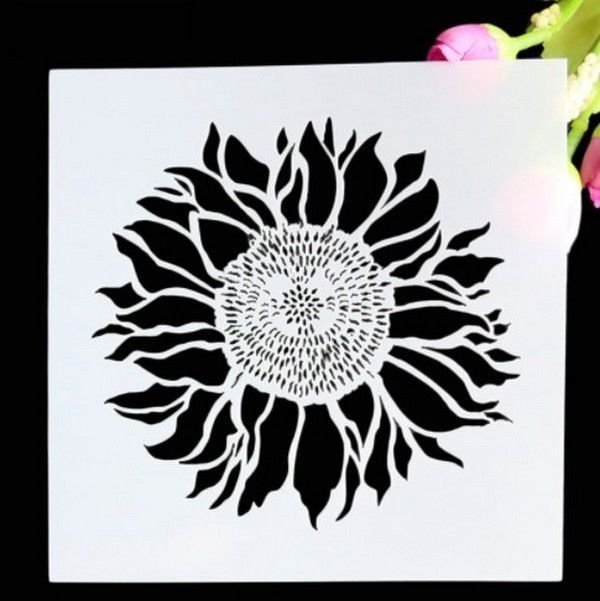 9884 - Stencil / sablon, plastic flexibil, floarea soarelui