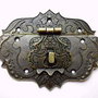 9894 (1buc) Incuietoare, inchizatoare decorativa, lacat, aliaj metalic, finisaj bronz antichizat, 76x57mm