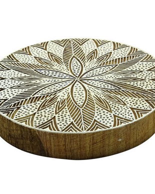 9896 - Stampila lemn trandafir, model mandala, floare, 12,7cm