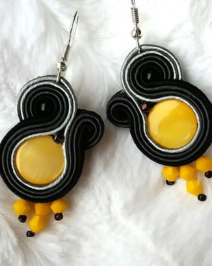 Cercei soutache galben cu negru