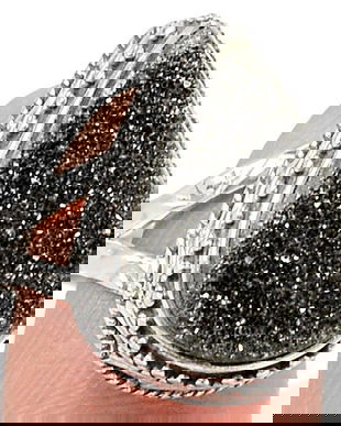 Ag470 - Inel argint 925, agata druzy neagra, picatura, 7,5mm REZERVAT