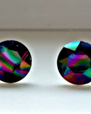 Cercei argint cu piatra Swarovski Chaton 8mm Rainbow Dark