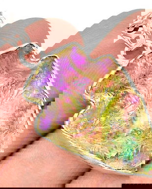 Ag458 - Pandantiv, argint 925, cuart angel aura / rainbow aura / opal aura, forma bruta nefinisata