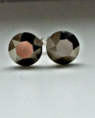 Cercei argint cu piatra Swarovski Chaton 7mm Metallic Gold