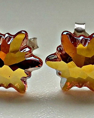 Cercei argint cu Piatra Swarovski Edelweiss 10mm Crystal Metallic Sunshine