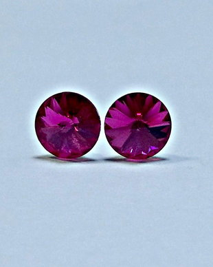 Cercei argint 925 cu piatra Swarovski Rivoli 8mm Fuchsia