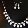 Set colier si cercei argint si perle de cultura alb-ivoire "Salba de picaturi" - bijuterii ocazie, nunti, mirese