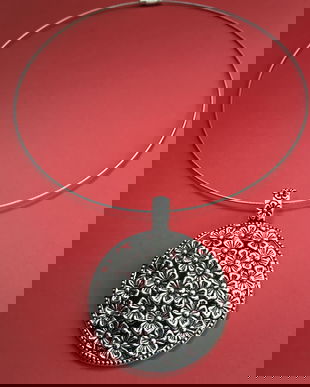 Pandantiv flori zamac argintat