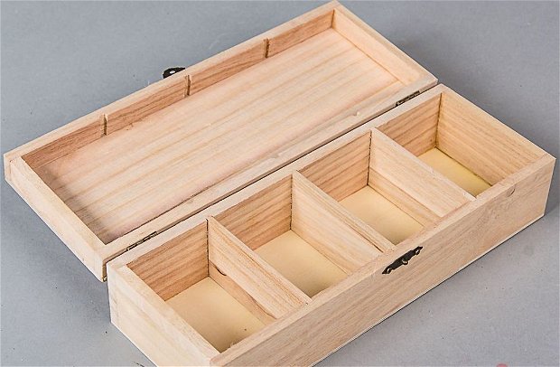 Cutie din lemn pentru plicuri de ceai cu 4 comparimente- 355181