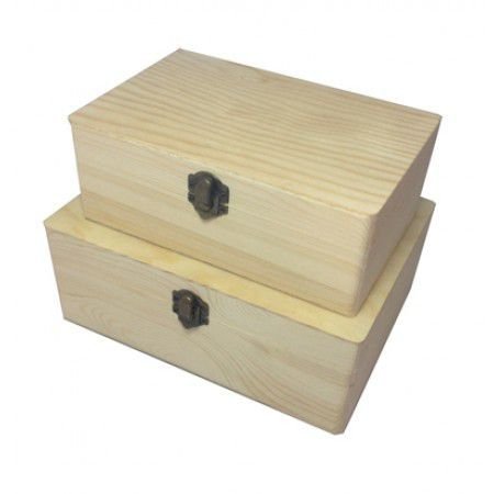 Set doua cutii din lemn cu colturi rotunjite