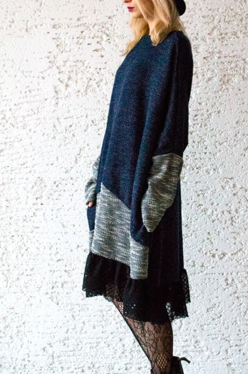 Rochie pulover - knit oversized dark blue