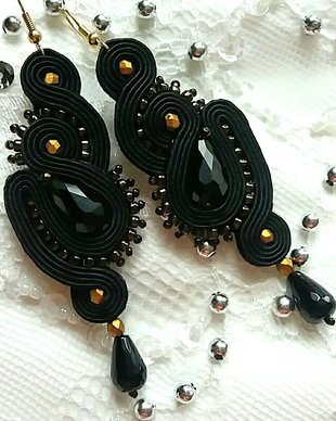 Cercei soutache statement negrii