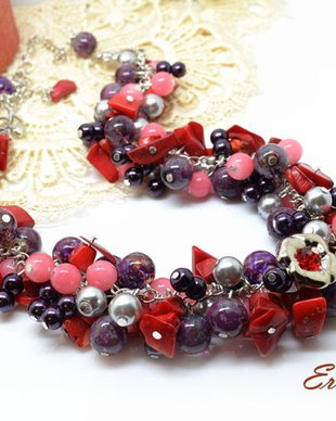 Colier coral cu perle