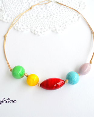 Colier colorat cu margele Murano