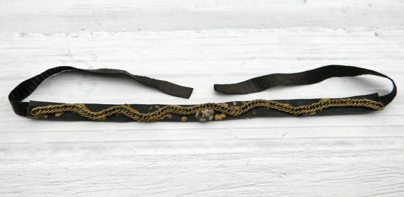 Choker/Colier din piele neagra cu lant de bronz si margele jasp dalmatian, choker colier handmade unicat